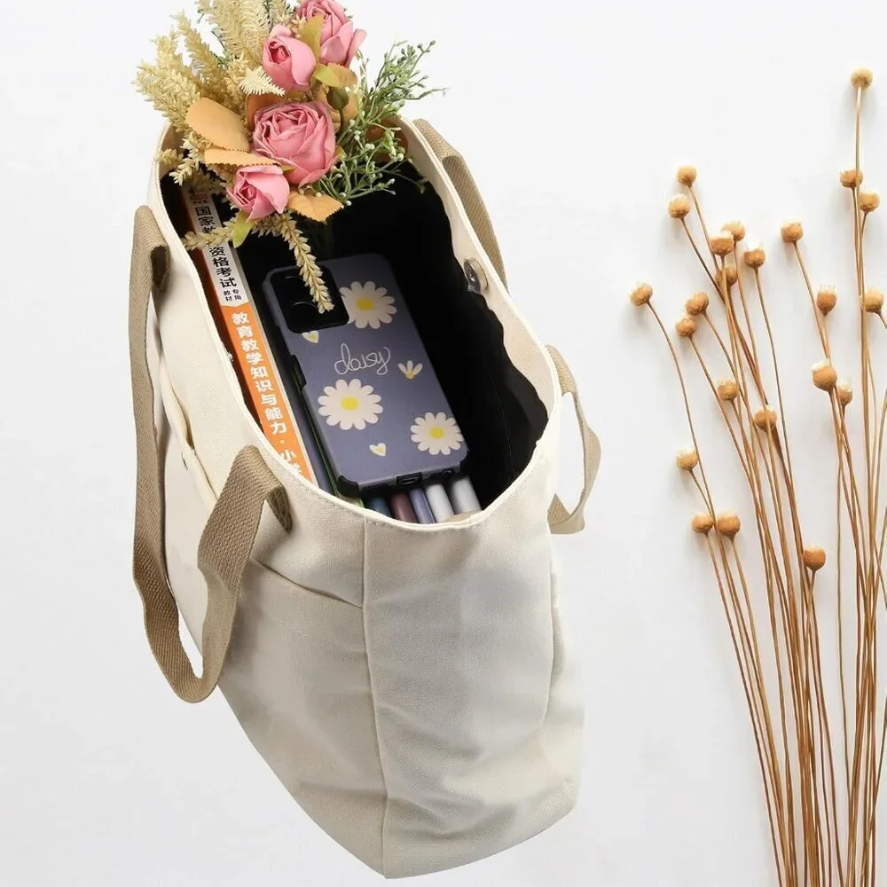 Canvas Tote Bag Large Capacity Waterproof Casual Travel Shopping Bag
